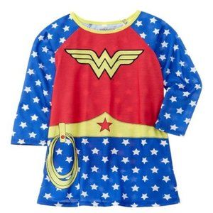 Girl's Wonderwomen Caped Costume Shirt - Red/Blue Large